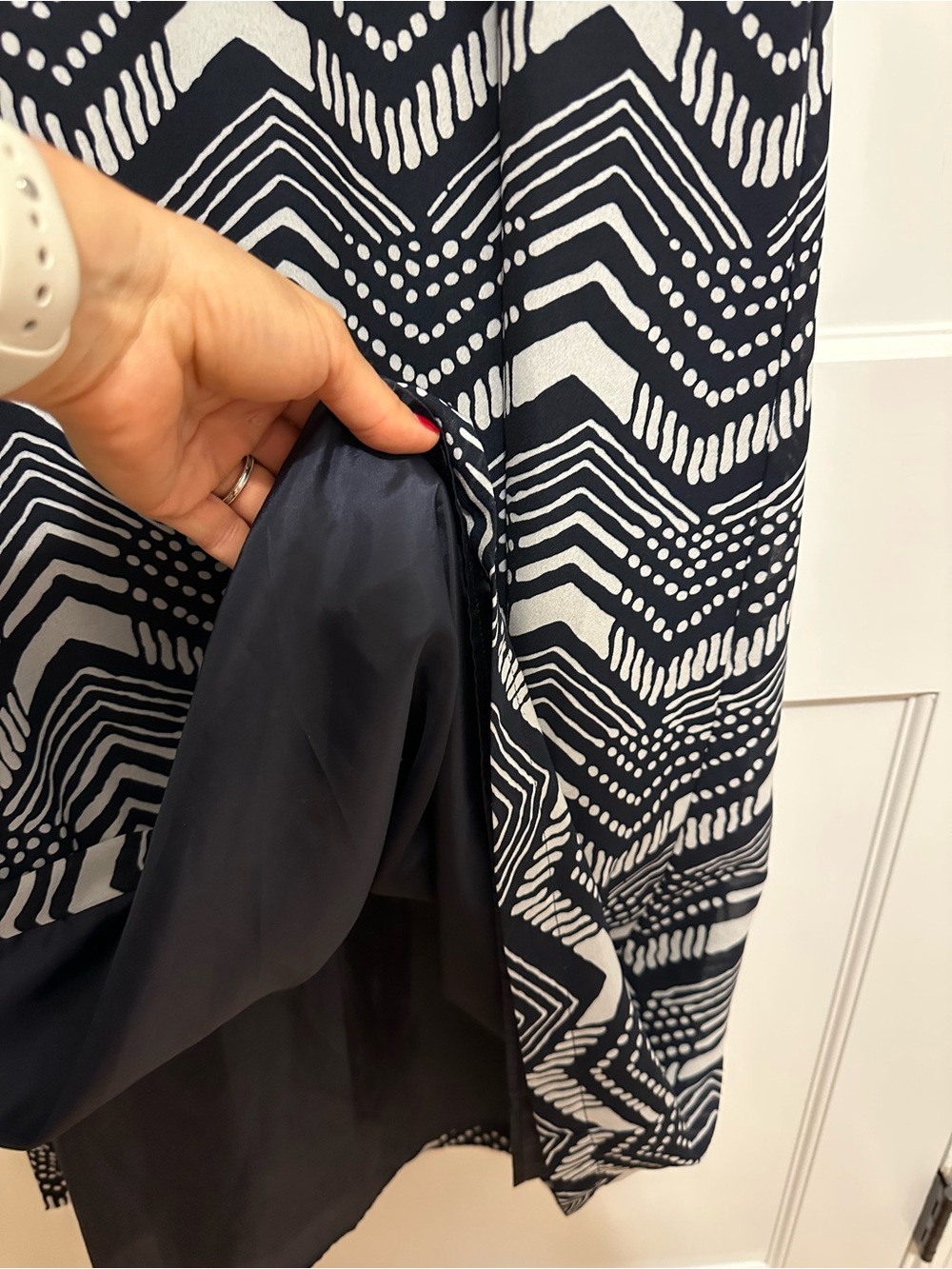J. Crew Navy Bodice Chevron Print Maxi Dress - Picture 4 of 9